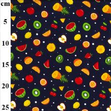 100% Cotton Navy Fruit Print Fabric x 0.5m